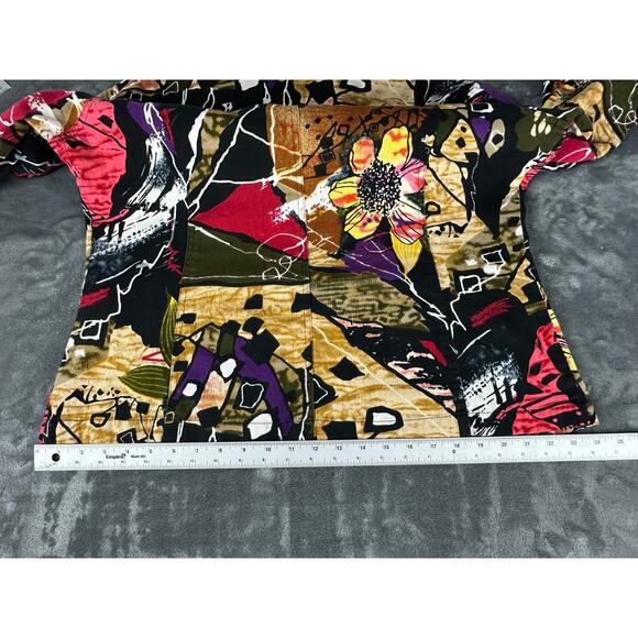 Wearable Art jacket women's size XL by Units cotton zipup colorful with grommets - Picture 6 of 14